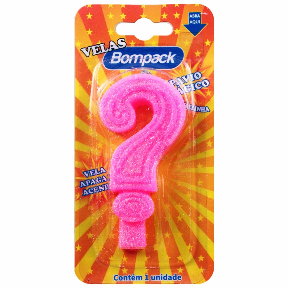Vela Aniversario Rosa Interrogacao Pc 4 Un Qtd. 3.00 Pc