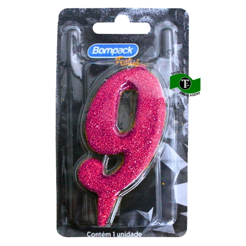 Vela Super Numeros Bompack Rosa N9