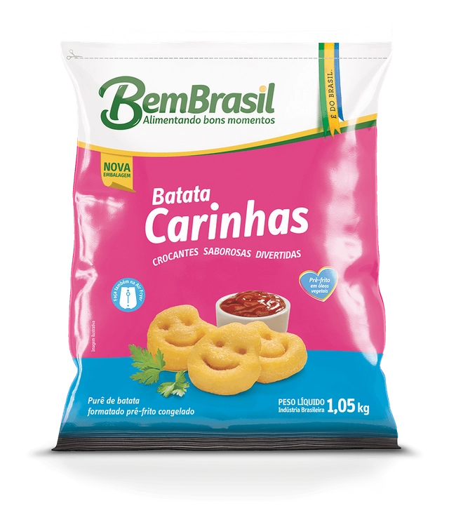 Batata Pré Frita Carinhas Congelada Bem Brasil Pacote 1,05kg