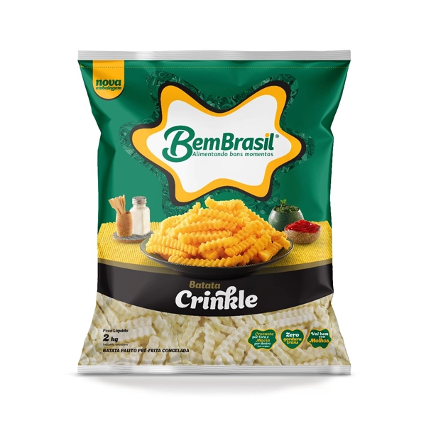Batata Pré Frita Crinkle Congelada Bem Brasil Pacote 2kg