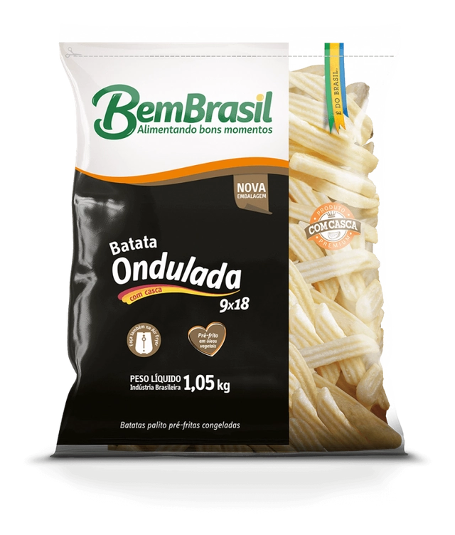 Batata Pré Frita Ondulada Congelada Bem Brasil Pacote 1,05kg