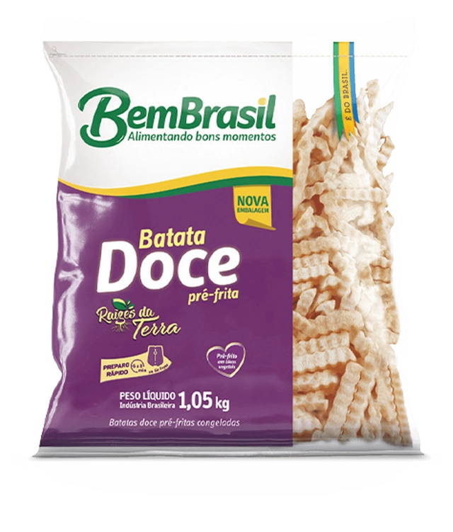 Batata Doce Pré Frita Congelada Bem Brasil Pacote 1,05kg