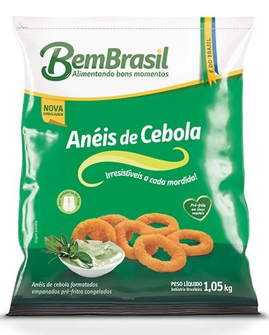 Anéis De Cebola Empanados Pré Fritos Congelados Bem Brasil Pacote 1,05kg