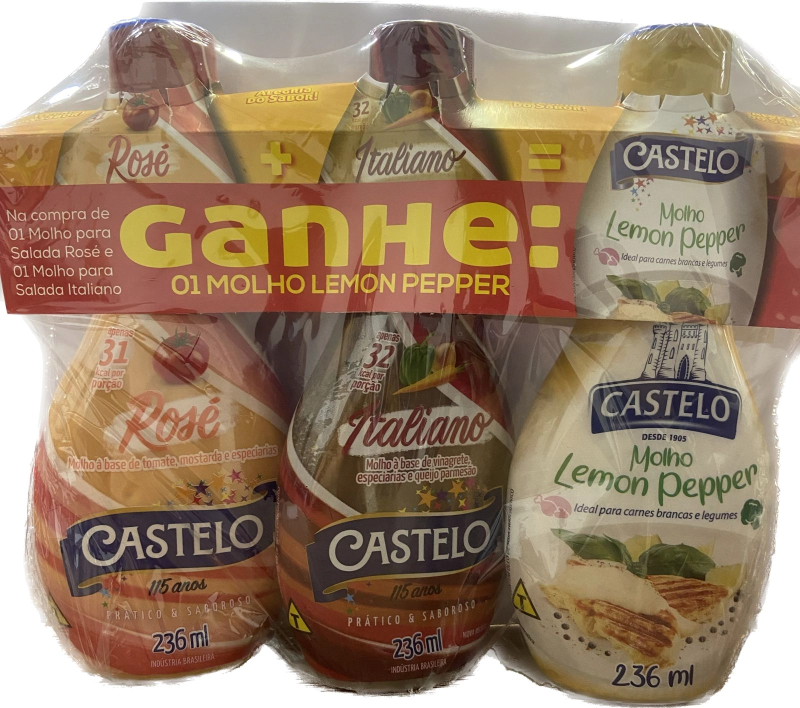 Kit Castelo Molho Rose Italiano 236ml Gts 1lemon Pepper