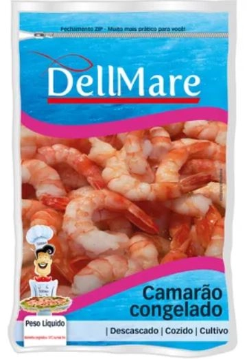Camarão Branco Descascado Cozido 36/40 Congelado Dellmare Pacote 400g