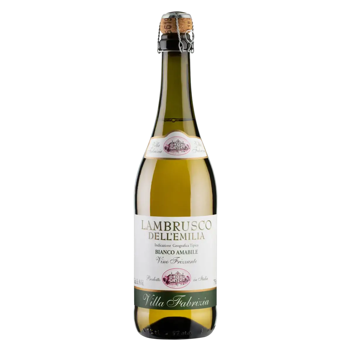 Vinho Italiano Branco Frisante Suave Amabile Villa Fabrizia Lambrusco Dellemilia Garrafa 750ml
