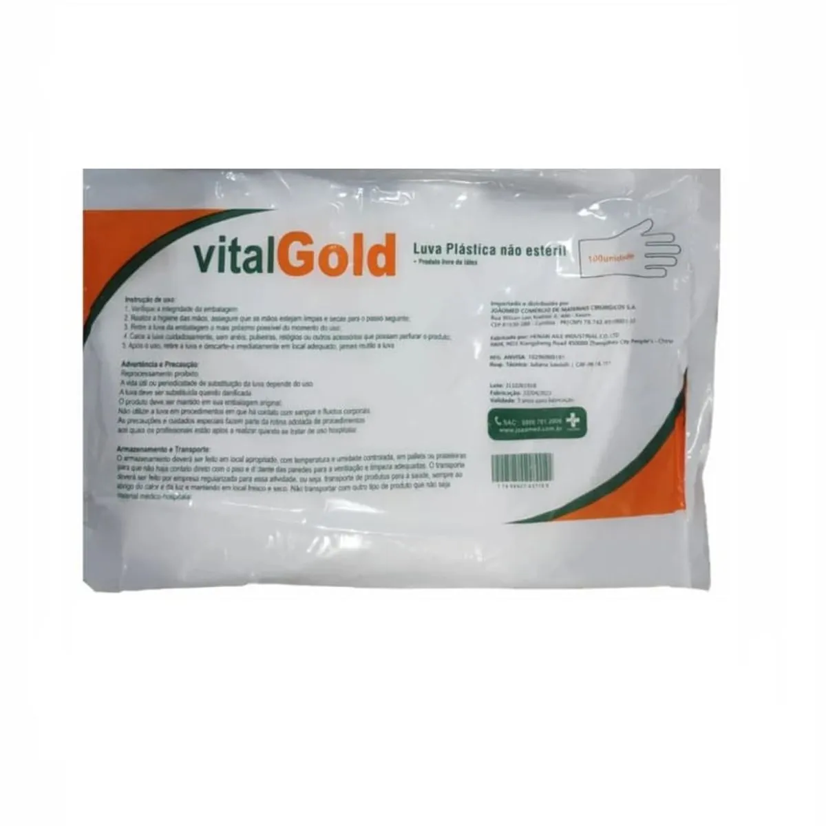 Luva plastica esteril vitagold