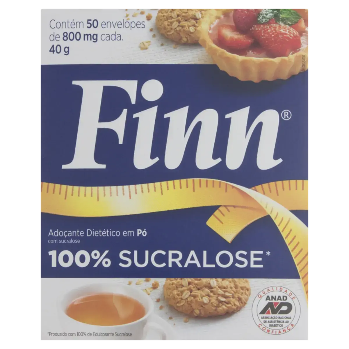Adoçante Em Pó Sucralose Finn Caixa 40g 50 Unidades