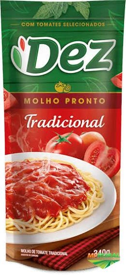 Molho De Tomate Refogado Tradicional Dez Stand Up 340g