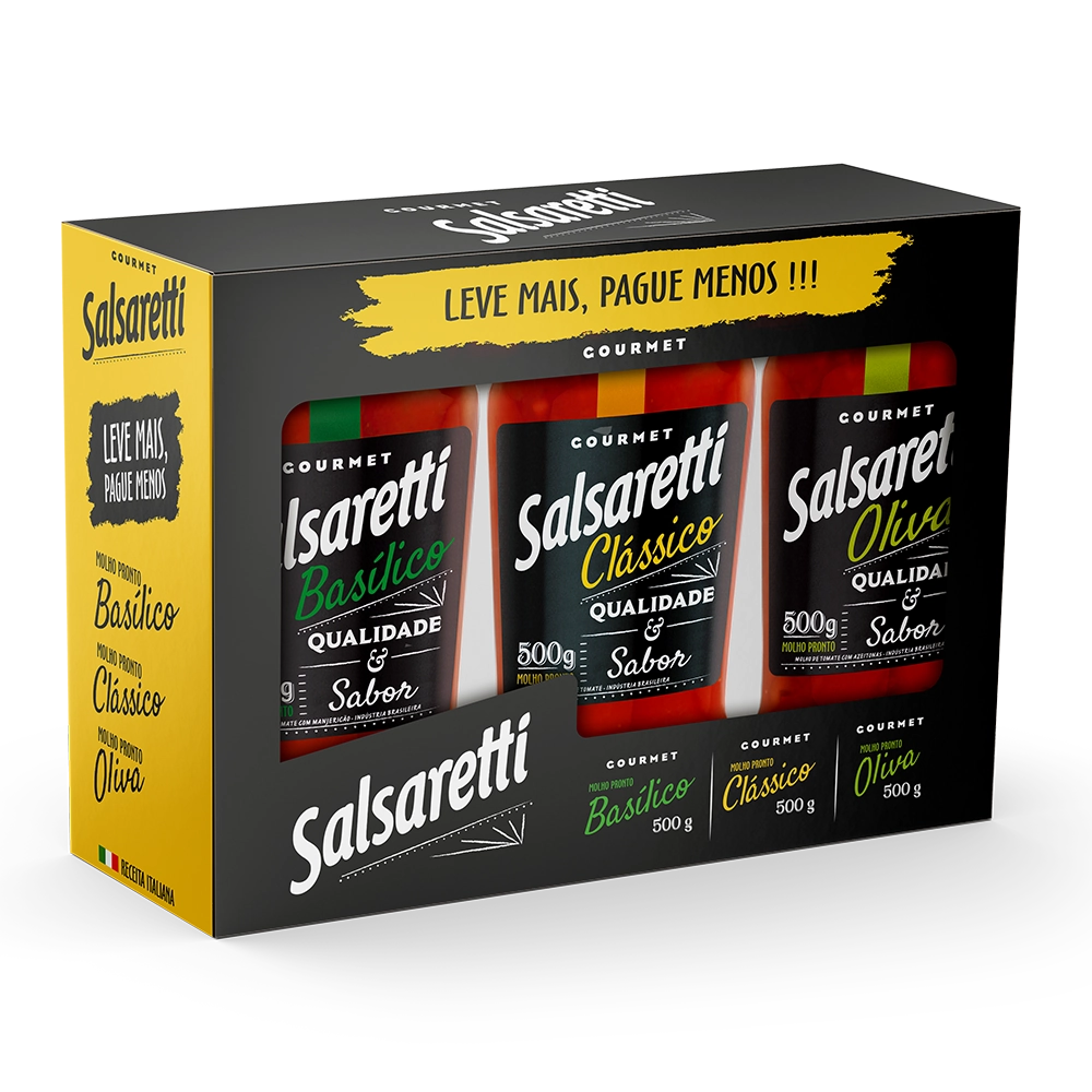 Kit Molho De Tomate Basílico Clássico Oliva Salsaretti Gourmet 500g Cada Leve Mais Pague Menos