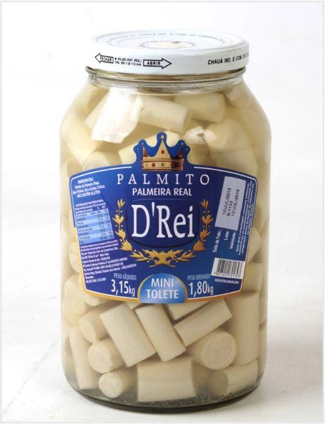 Palmito D Rei Mini Pupunha Tolete Vd 1,80kg