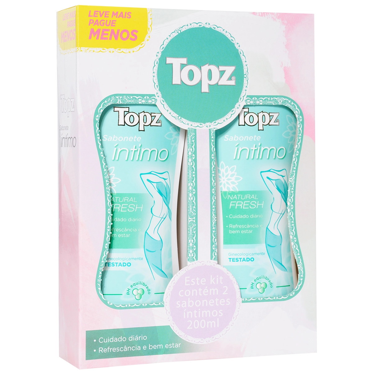 Pack Sabonete Líquido íntimo Natural Fresh Topz Frasco 200ml Cada 2 Unidades Leve Mais Pague Menos