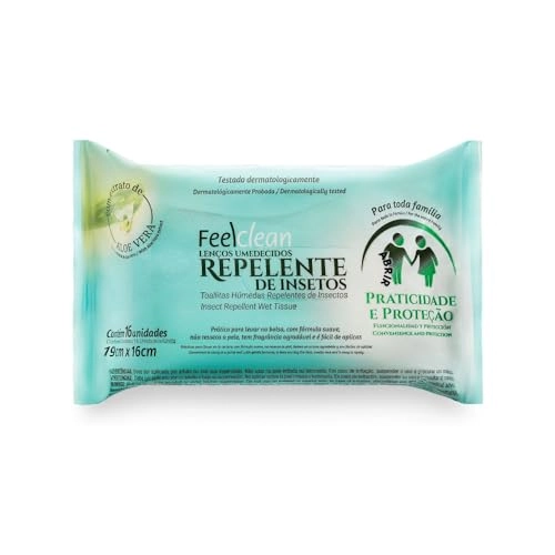 Lenço Umedecido Repelente De Insetos Feelclean Pacote 16 Unidades