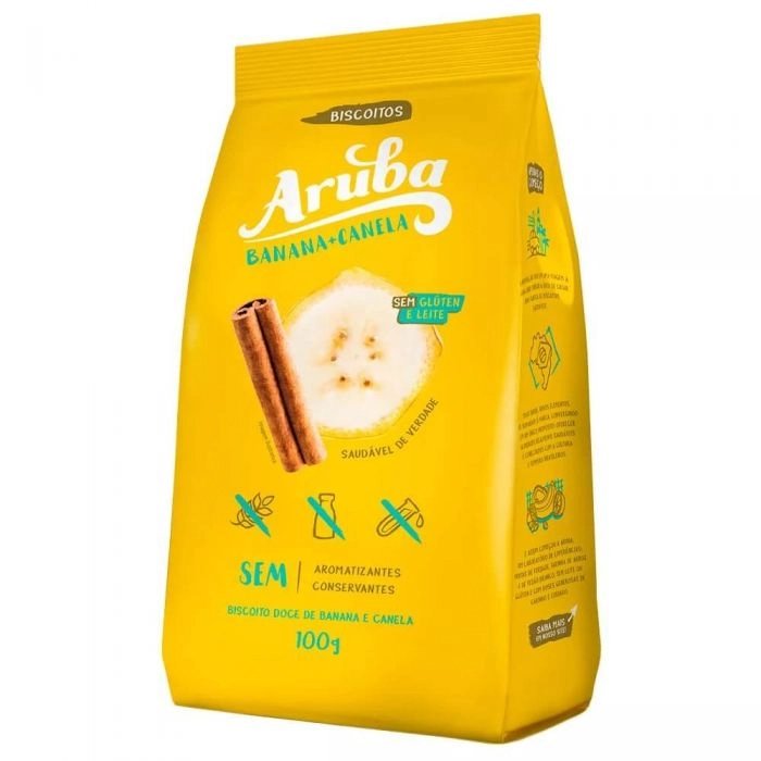 Biscoito Banana E Canela Sem Glúten Aruba Pacote 100g
