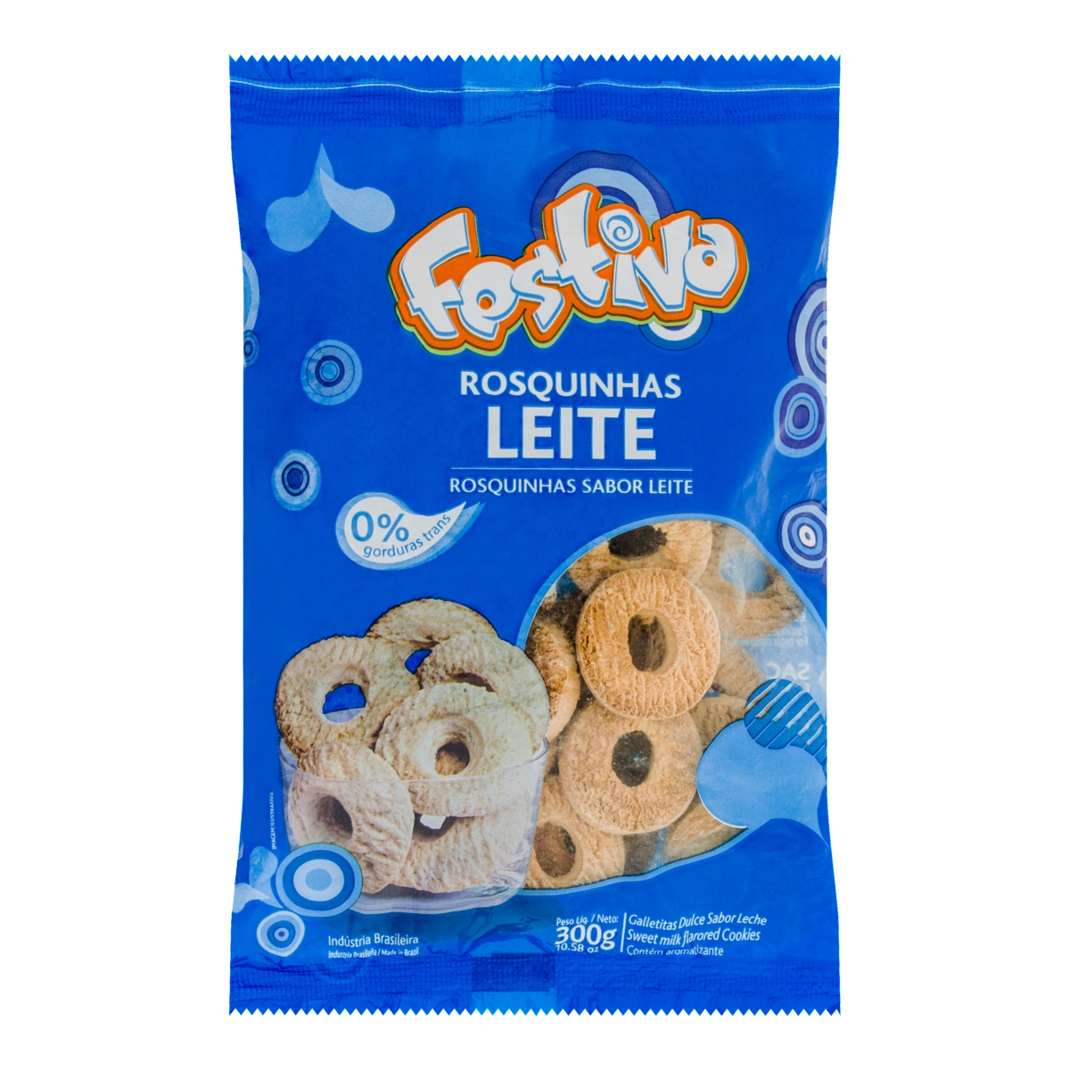 Biscoito Rosquinha Leite Festiva Pacote 300g