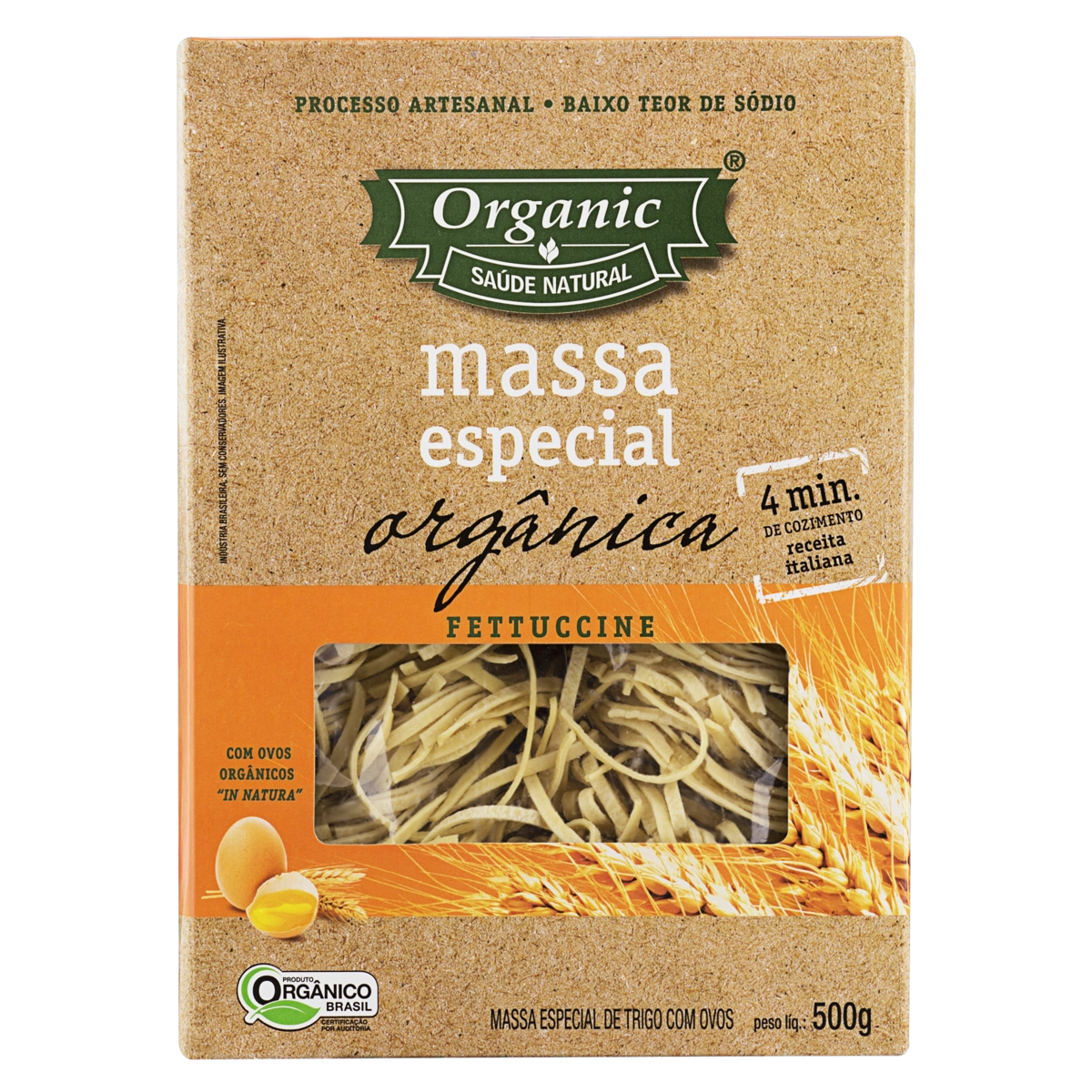 Macarrão Com Ovos Orgânico Fettuccine Organic Caixa 500g