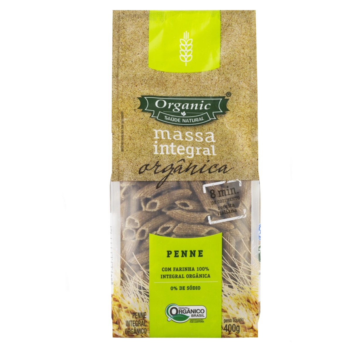 Macarrão De Trigo Integral Orgânico Penne Organic Pacote 400g