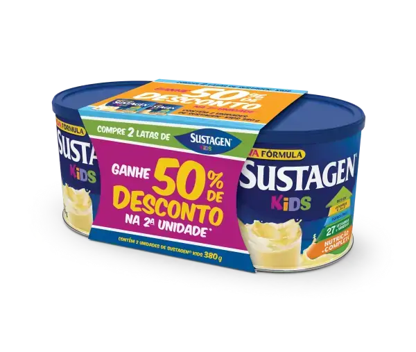 Pack Pó Para Preparo De Bebida Baunilha Sustagen Kids Lata 2 Unidades 380g Cada Grátis 30 De Descont