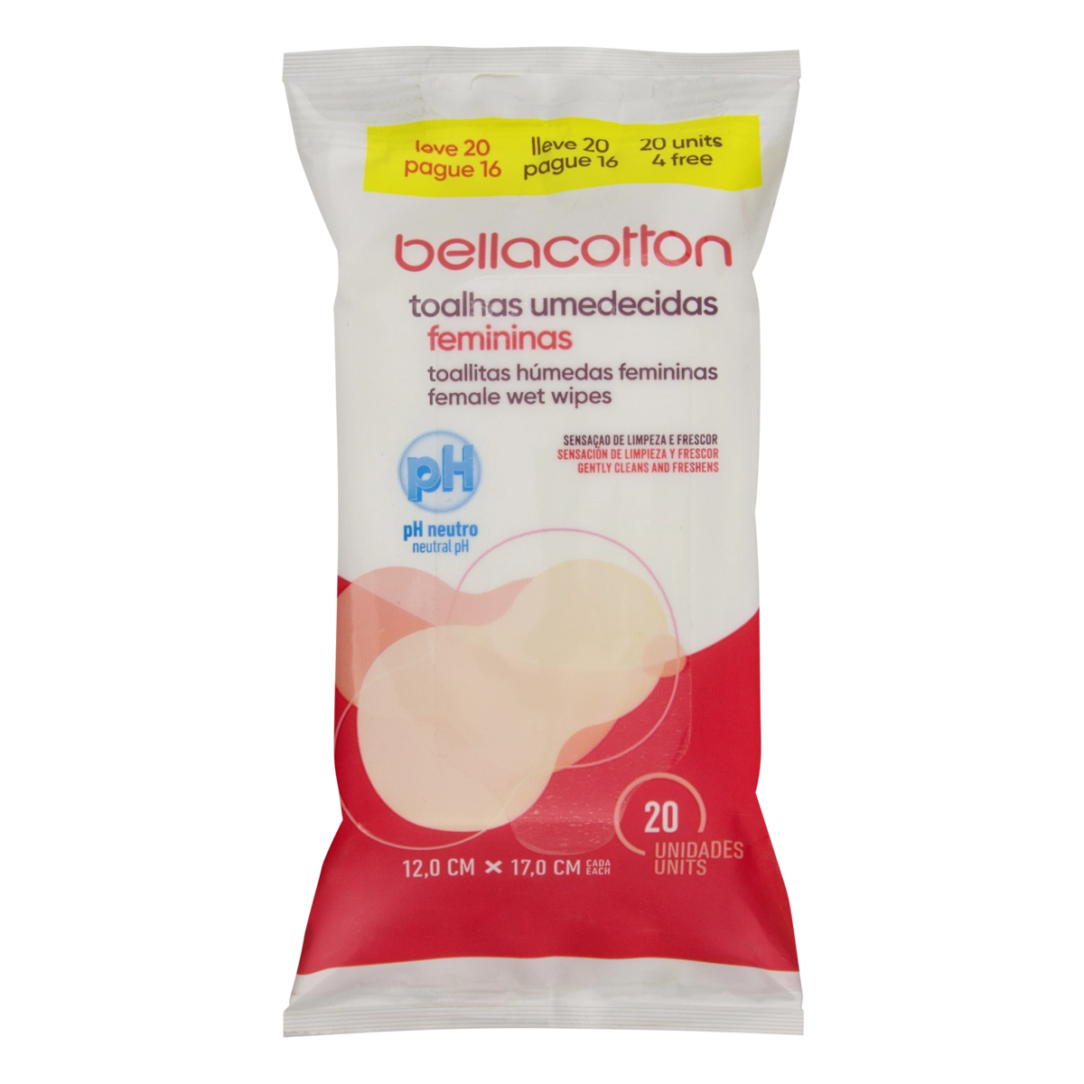 Toalha Umedecida Bellacotton Pacote Leve 20 Pague 16 Unidades