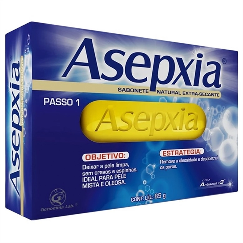 Sabonete Em Barra Anti Acne Asepxia 85g Natural Unit
