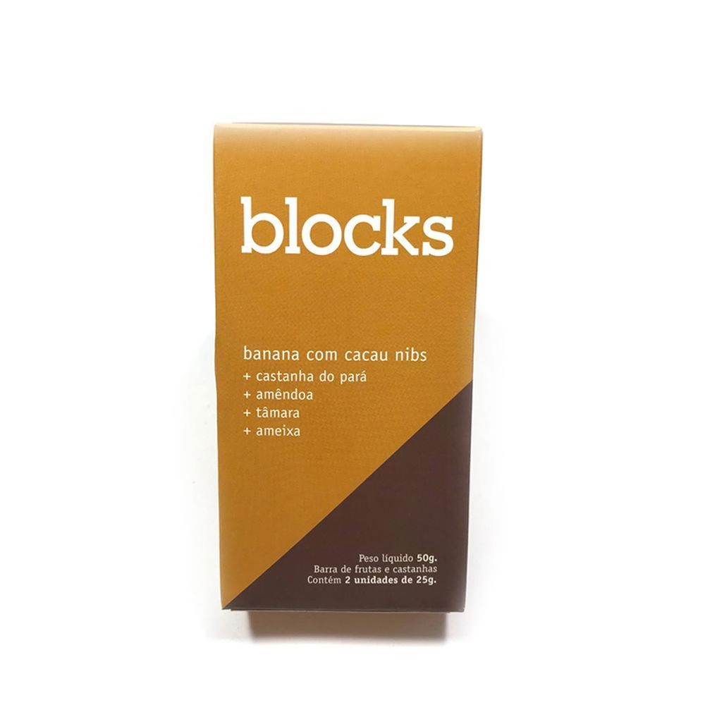 Barra Frutas Secas Banana Nibs Cacau 2x25g Blocks