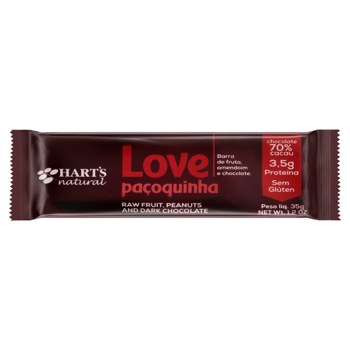 Barra De Frutas Paçoquinha Harts Natural Love Pacote 35g