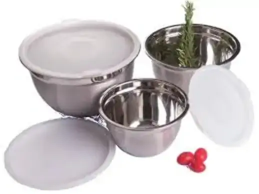 Cj Domama Tigelas Inox C/ Tampa 3 Peças Essence