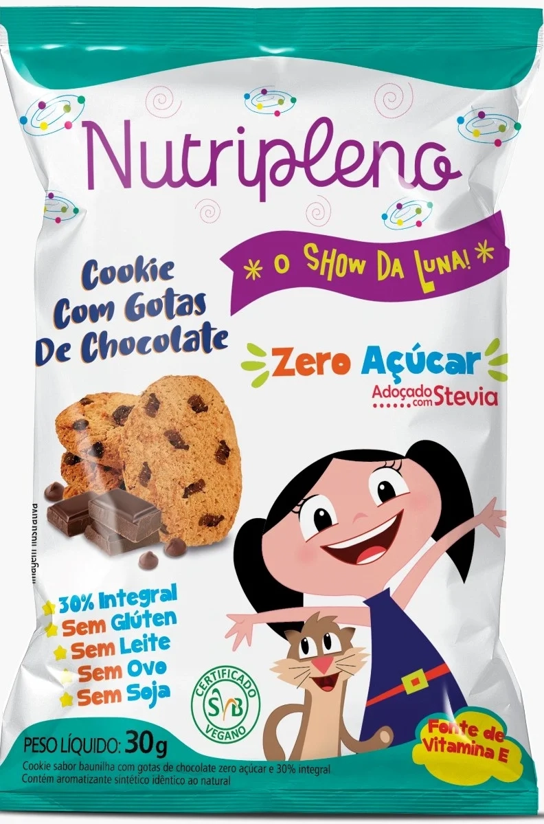 Cookie Gotas Choco Zero Show Da Luna 30g Nutriplen