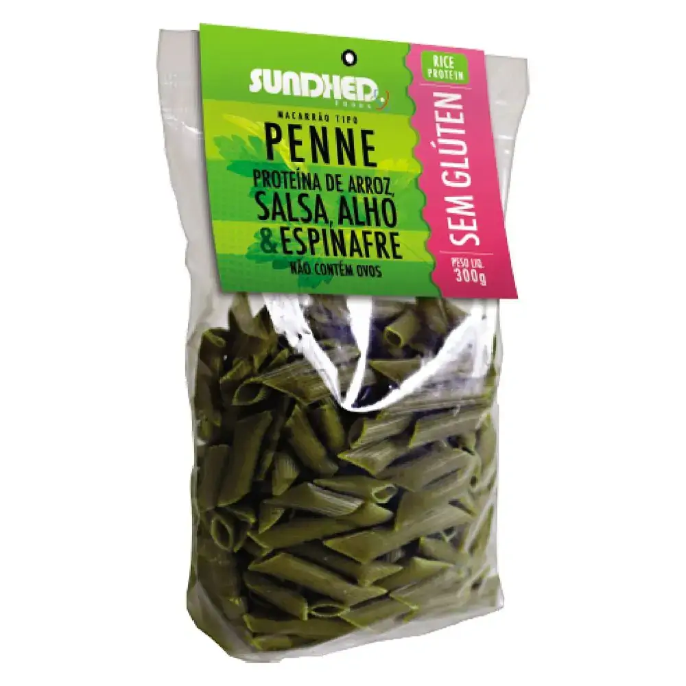 Macarrao Penne Prot. De Arroz, Salsa, Alho, Espinafre 300g Sundhed