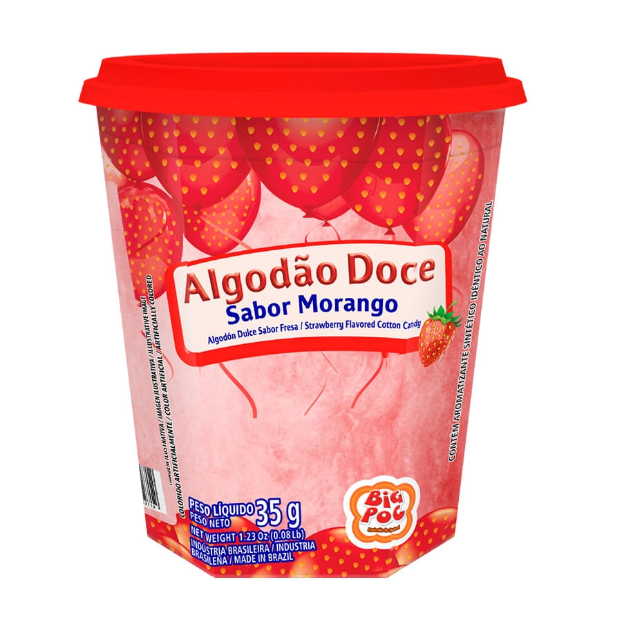 Algodao Doce Morango 35g Big Poc