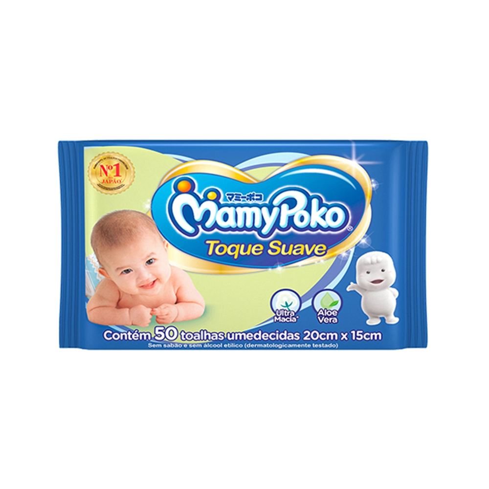 Toalha Umedecida Bebê Suave Mamypoko Pacote 50 Unidades