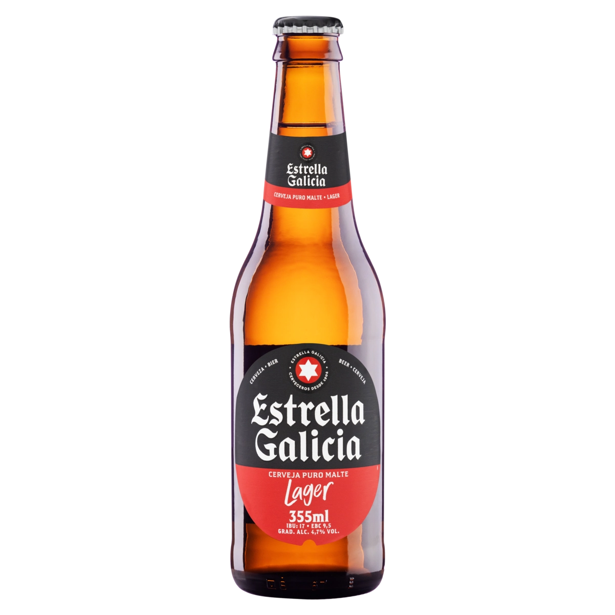 Cerveja Lager Puro Malte Estrella Galicia Garrafa 355ml
