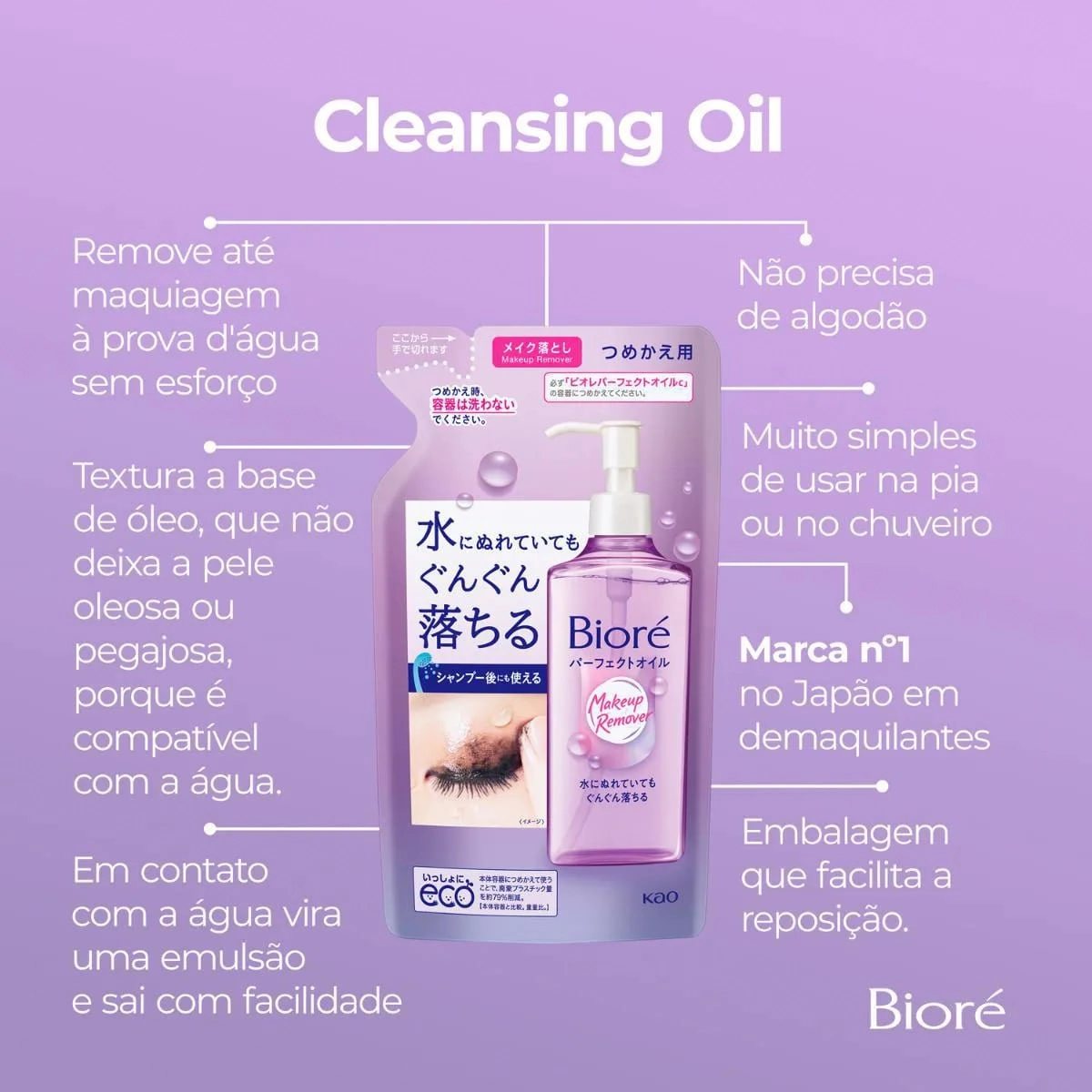 Refil óleo De Limpeza Demaquilante Bioré 210ml