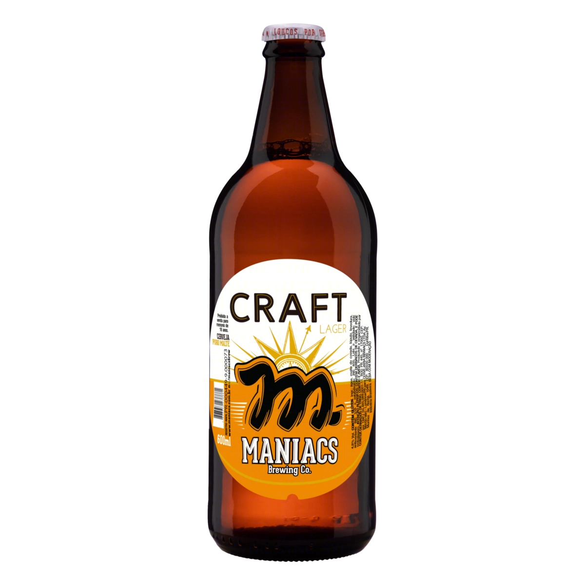 Cerveja Craft Lager Puro Malte Maniacs Garrafa 600ml