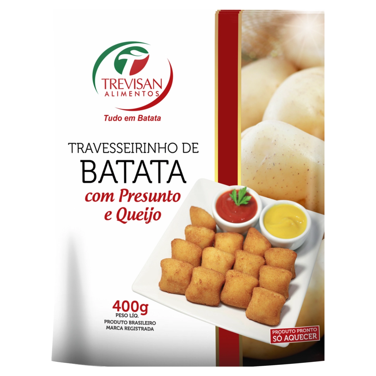 Travesseirinho De Batata Congelado Com Presunto E Queijo Trevisan Alimentos Pacote 400g