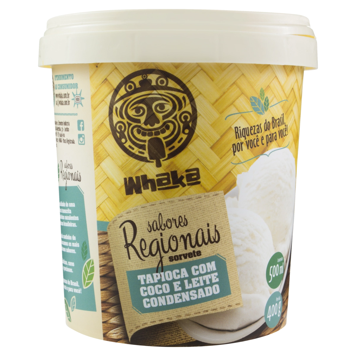 Sorvete Tapioca Com Coco E Leite Condensado Whaka Sabores Regionais Pote 500ml