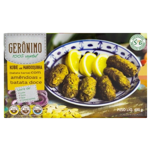 Quibe De Mandioquinha Congelado Com Amêndoas E Batata Doce Gerônimo Caixa 400g 8 Unidades