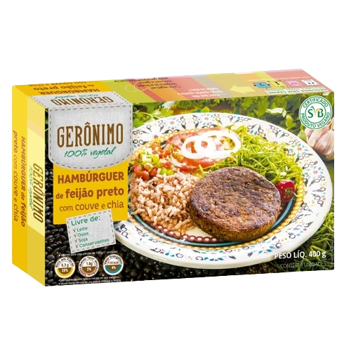 Hamburguer De Feijão Preto Com Couve E Chia 400g Gerônimo Vip