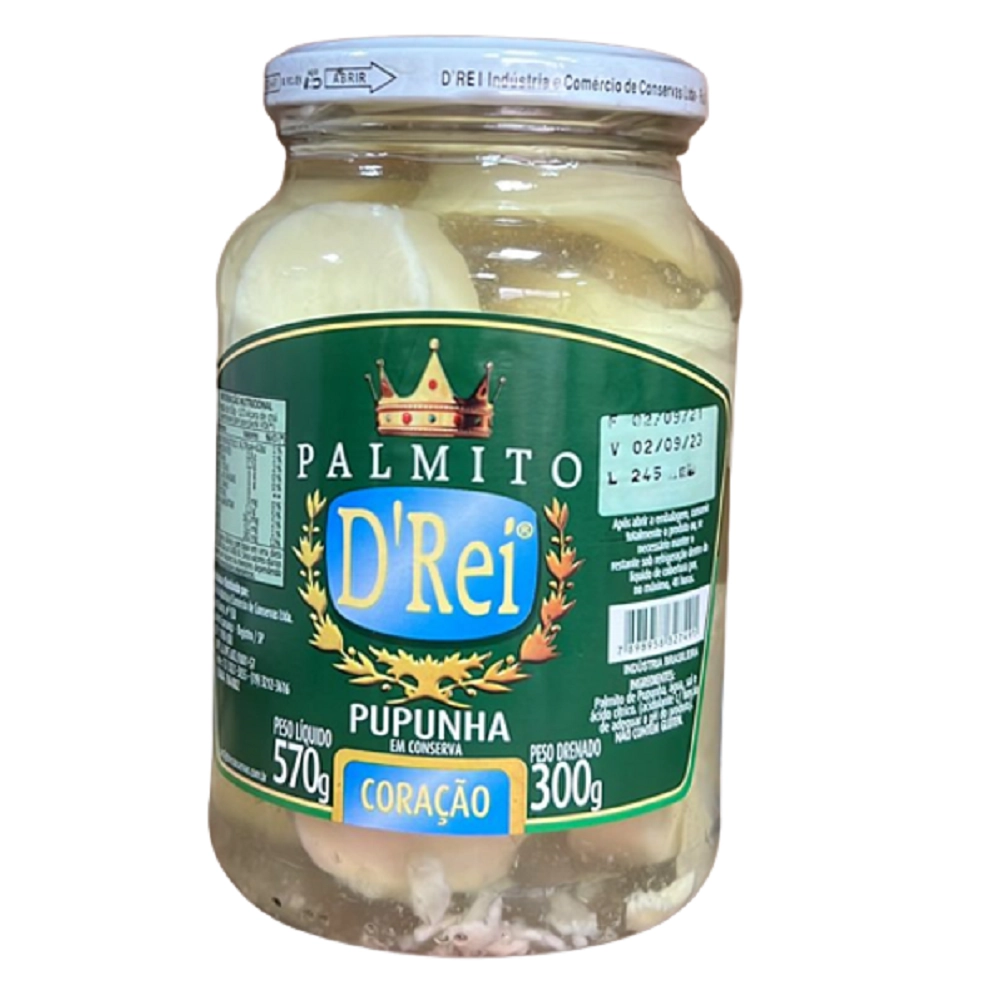 Palmito Pupunha D Rei Coracao 570g
