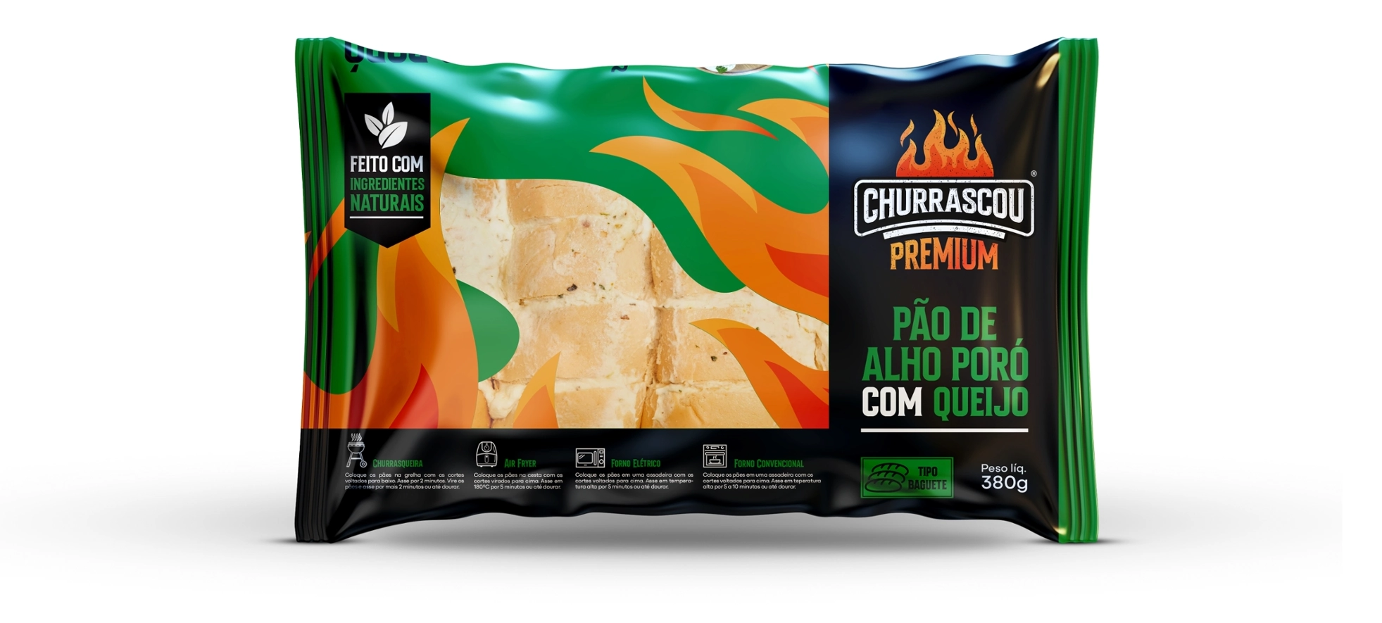 Pao Alho Churrascou Premium Baguete 330g Alho Poro