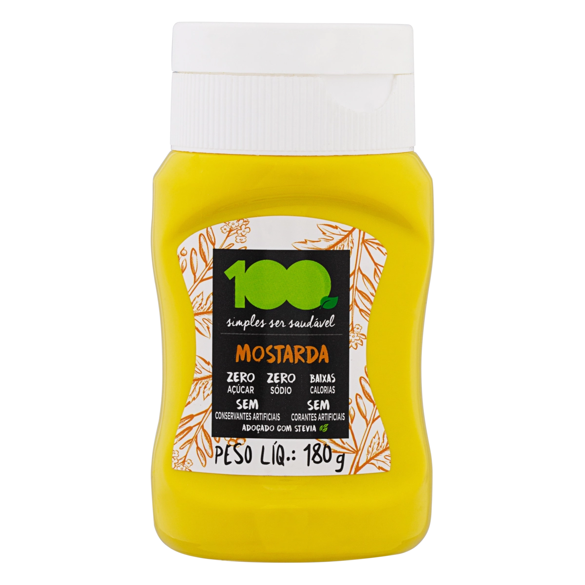 Mostarda Amarela Adoçado Com Stevia Zero Sódio Zero Açúcar 100 Foods Squeeze 180g