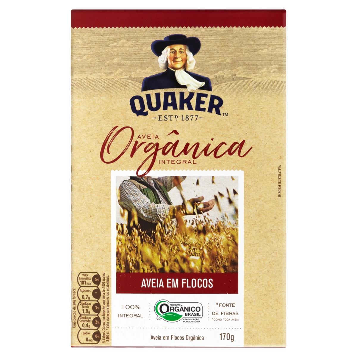Aveia Orgânica Em Flocos Quaker Caixa 170g