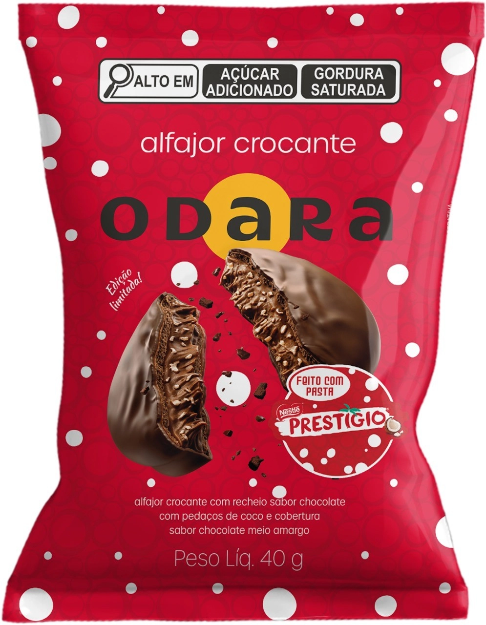 Alfajor Crocante Prestígio Odara Pacote 40g