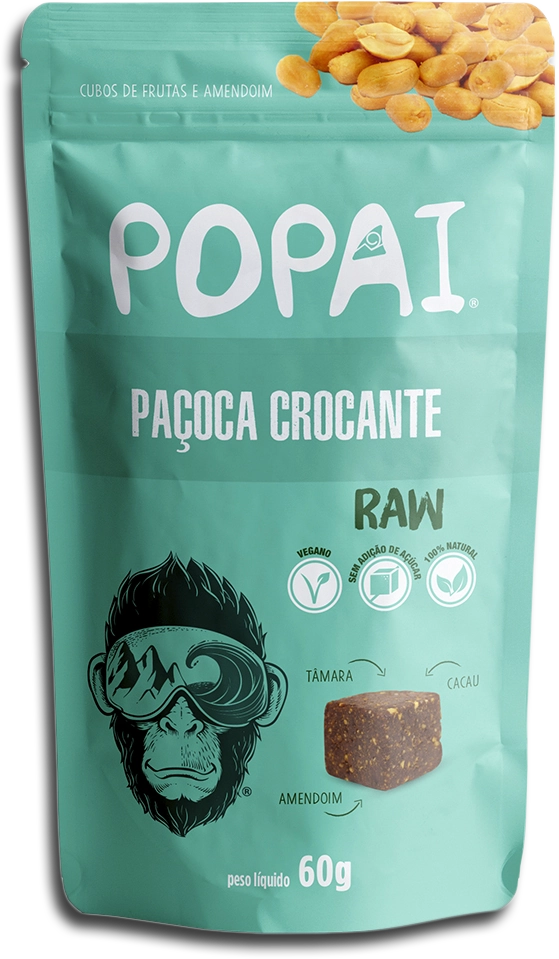 Snacks Vegano Popai 60g Pacoca Crocante