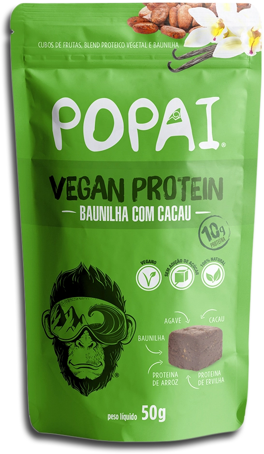 Snacks Vegano Popai 50g Protein Baunilha C/cacau