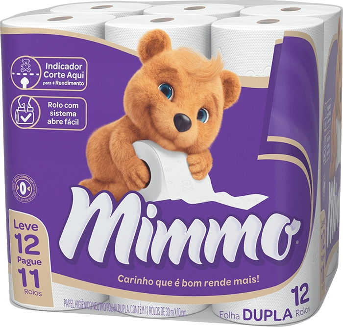 Papel Higiênico Folha Dupla Neutro Mimmo 30m Pacote Leve 12 Pague 11 Unidades