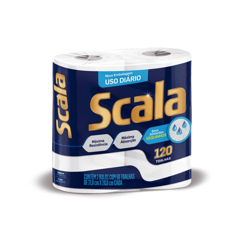 Toalha De Papel Scala Plus Pacote 2 Unidades Com 60 Folhas Cada