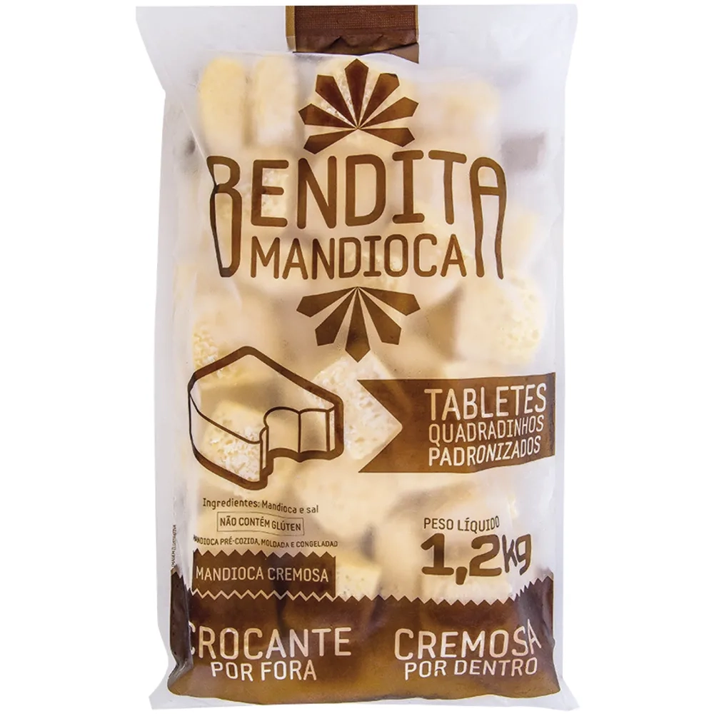 Mandioca Cremosa Tablete 1,2 Kg Bendita Mandioca