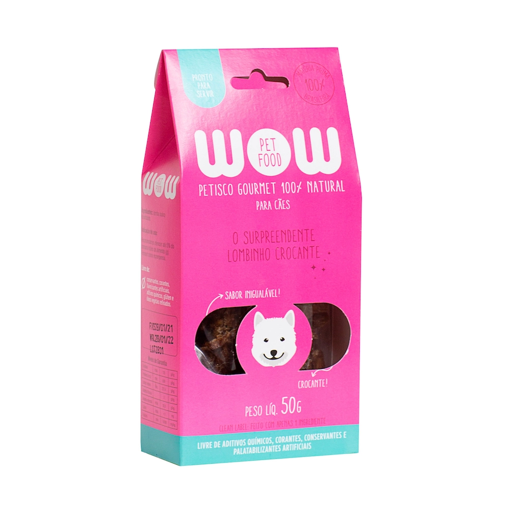 Petisco Gourmet Natural Wow Caes Lombinho Crocante 50g