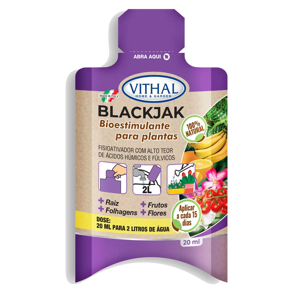 Bioestimulante Vithal Blackjak Em Display Com 12 Saches De 20 Ml